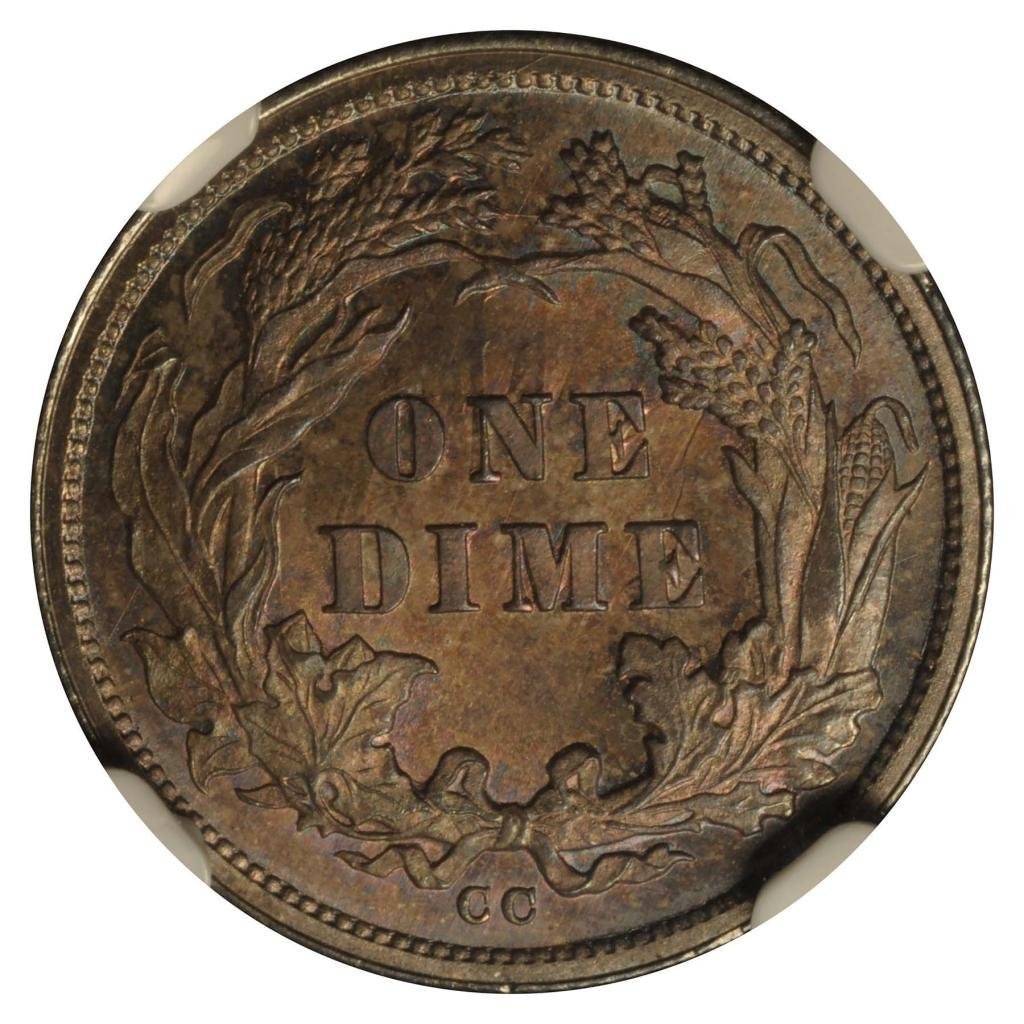 1877 CC Collection Legend Dime NGC MS-68