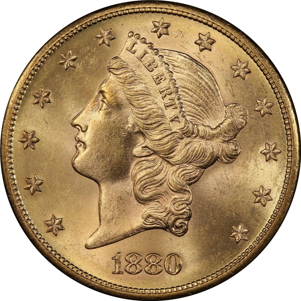 For sale: 1880 S Liberty Head, With Motto Above Eagle Type-III $20 PCGS MS-62