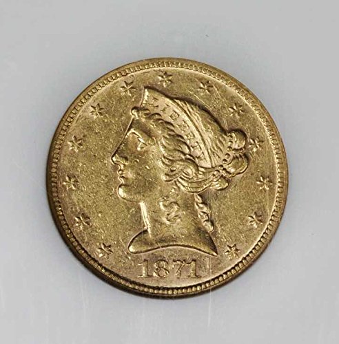 Rare coin for sale: 1871 Half Eagle Five Dollar AU-58 NGC