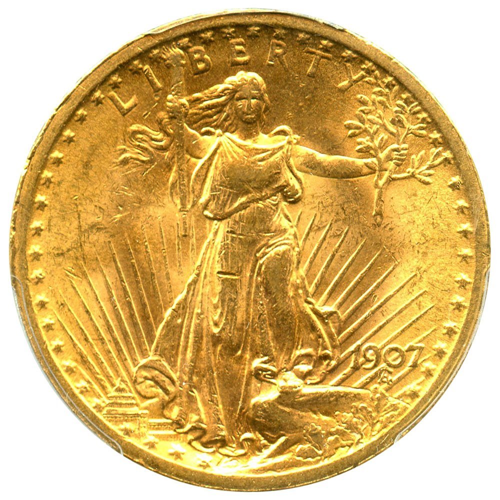Rare coin for sale: 1907 P $20 Saint Gaudens Gold Saint Gaudens Twenty Dollar MS63 PCGS