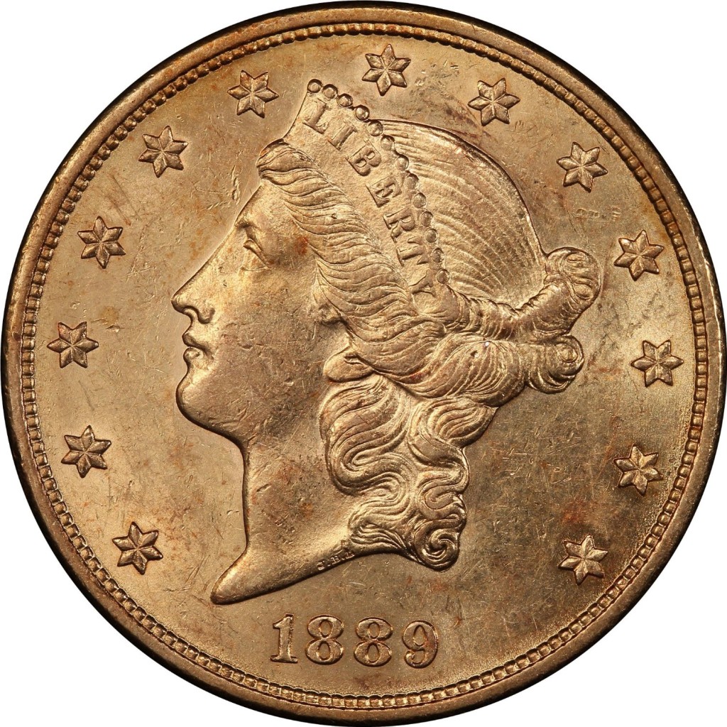 Rare coin for sale: 1889 S Liberty Head, With Motto Above Eagle Type-III $20 PCGS AU-58