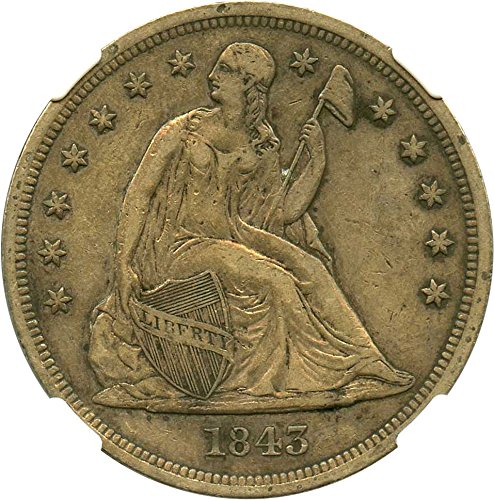 Rare coin for sale: 1843 P Seated Dollars Dollar VF35 NGC